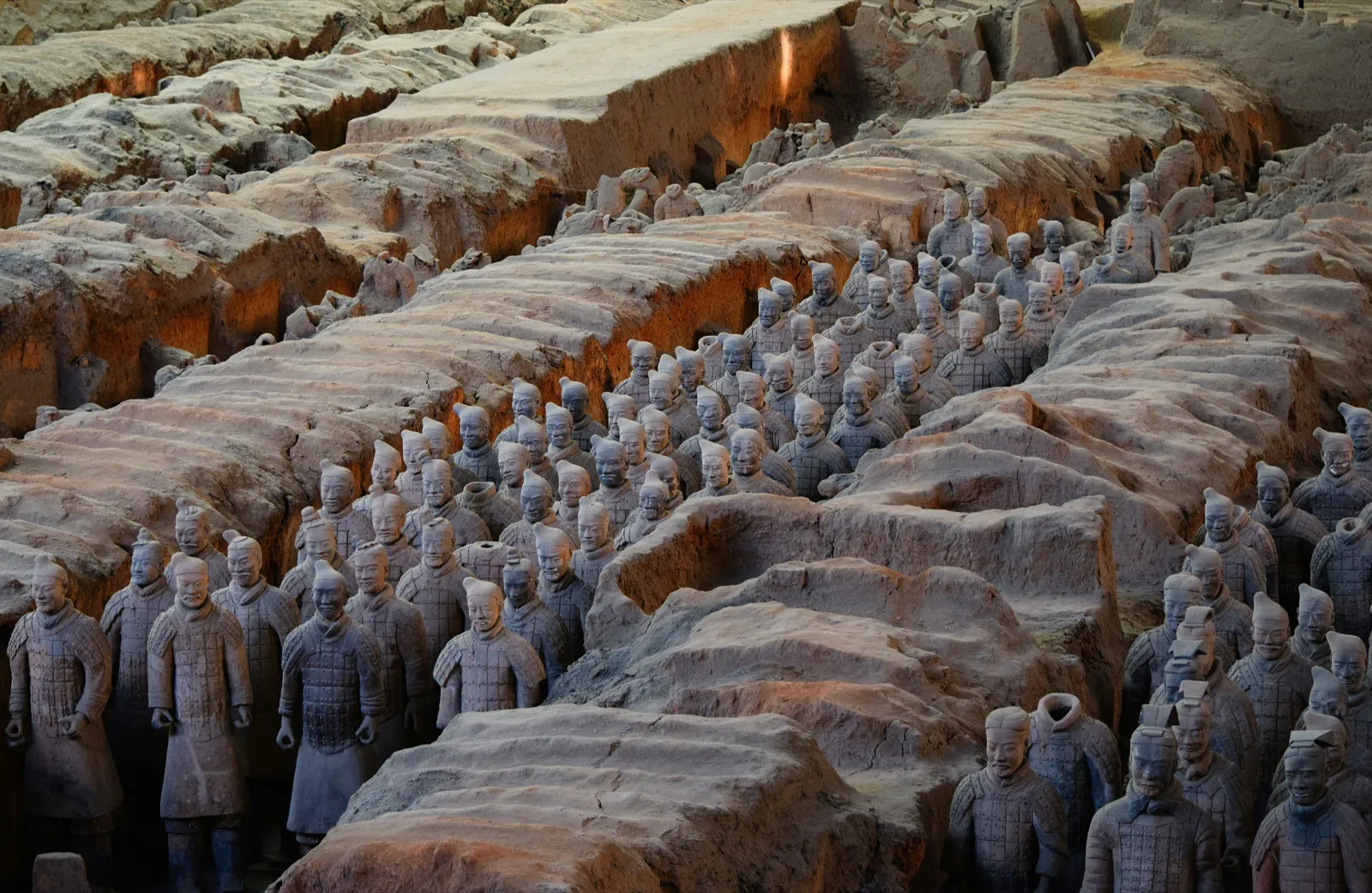 Terracotta Army soldiers in their excavation pit near Xi’an