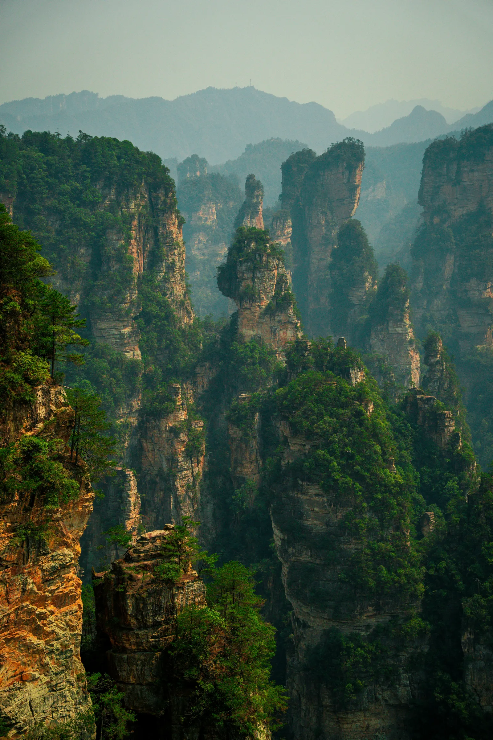 Cloud drifting between the Avatar mountains of Zhangjiajie