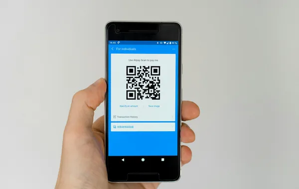 Paying by Alipay QR code on a phone in China